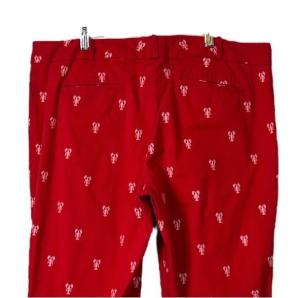 Talbots Pants Ankle Signature Mid Rise Red Embroidered Lobster Women’s Size 14 - Picture 5 of 9